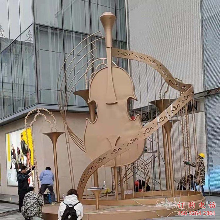 彩繪小提琴銅雕廠家 仿古工藝品銅雕
