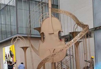 彩繪小提琴銅雕廠家 仿古工藝品銅雕