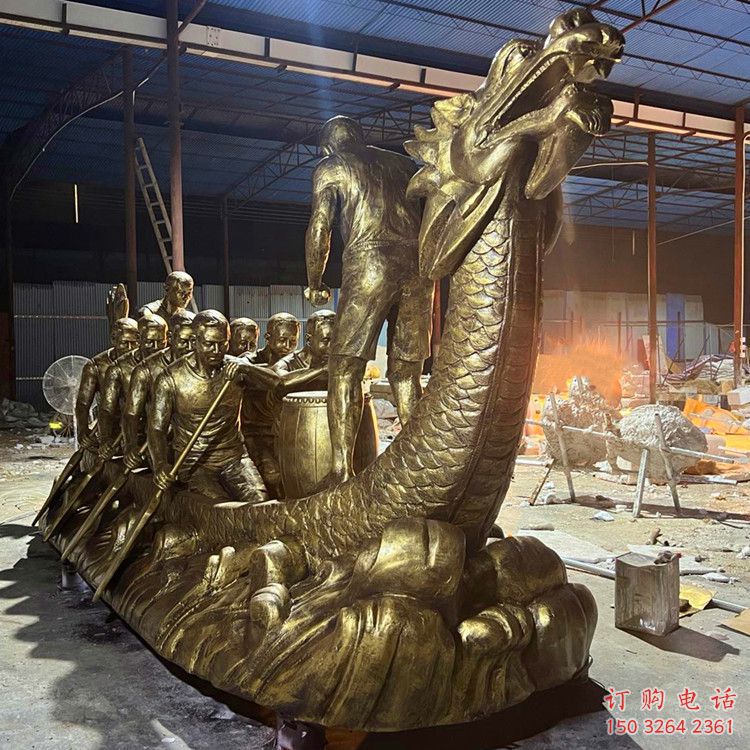 黃銅龍船銅雕廠家 仿古工藝品銅雕