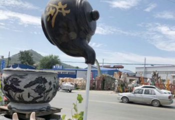 廣場(chǎng)茶壺銅雕廠家 青銅工藝品銅雕