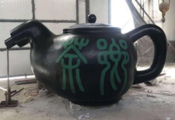 抽象茶壺銅雕廠家 辦公室工藝品銅雕