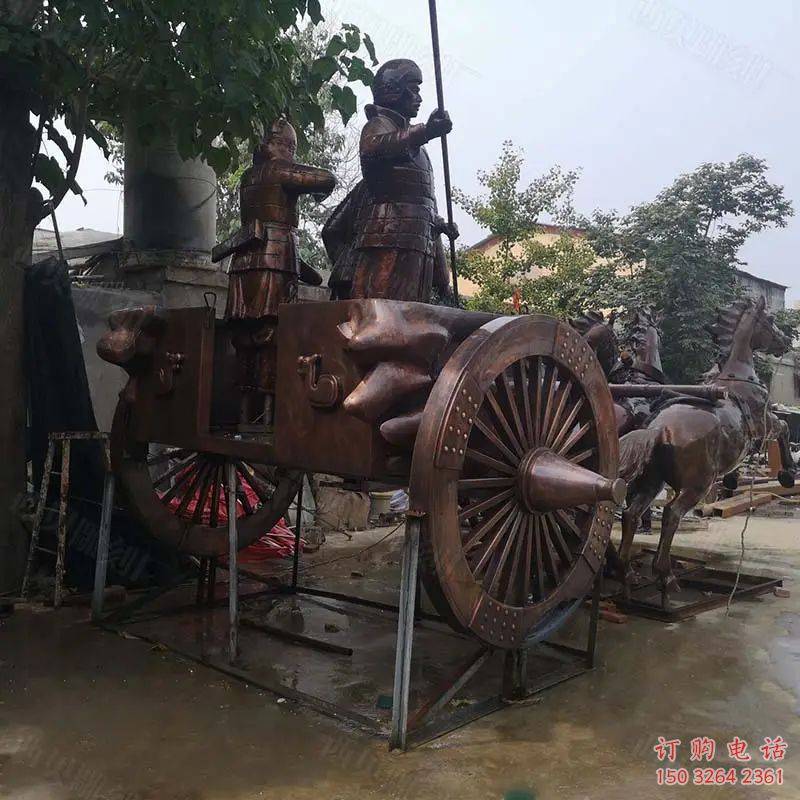 彩繪戰(zhàn)車銅雕廠家 仿古工藝品銅雕