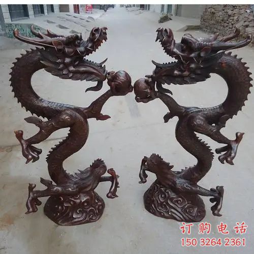 彩繪龍鳳銅雕廠家 仿古工藝品銅雕