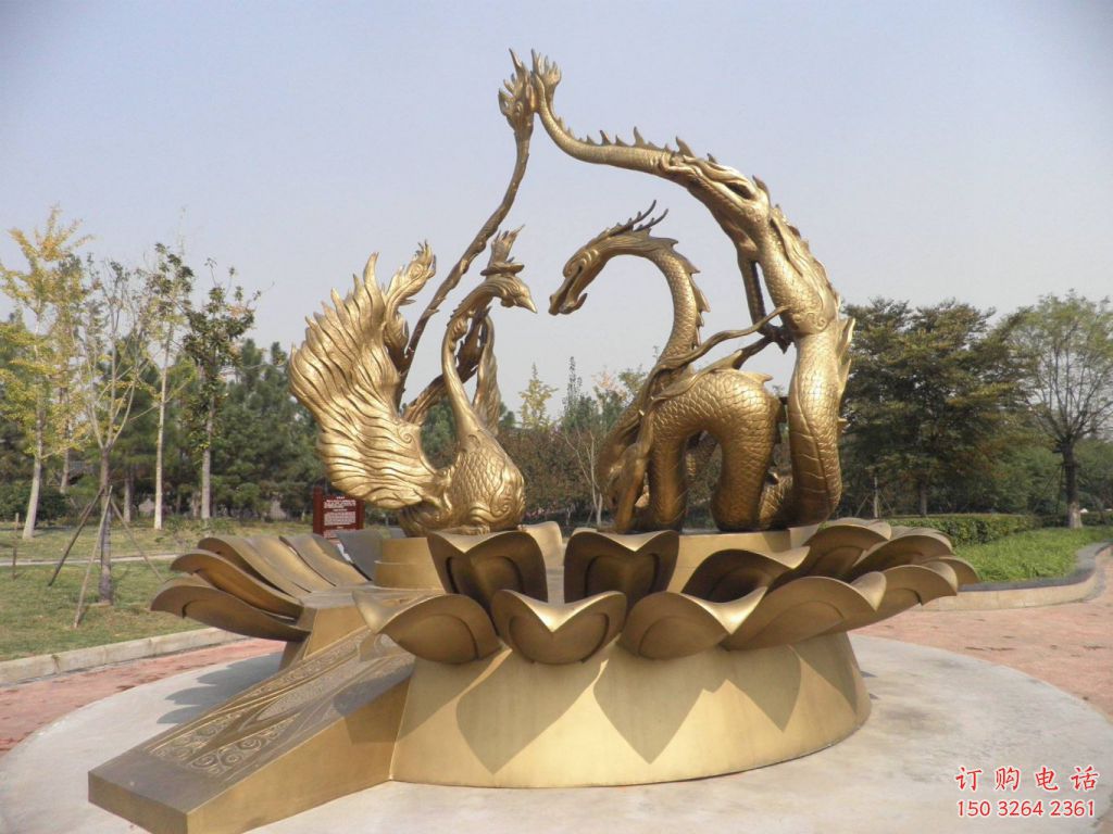 廣場(chǎng)龍鳳銅雕廠家 青銅工藝品銅雕