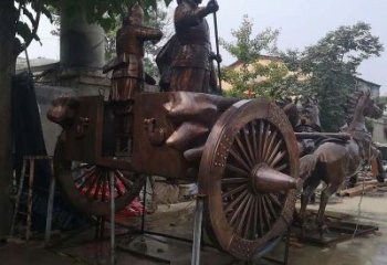彩繪戰(zhàn)車銅雕廠家 仿古工藝品銅雕