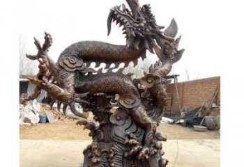 紫銅龍鳳銅雕廠家 仿古工藝品銅雕