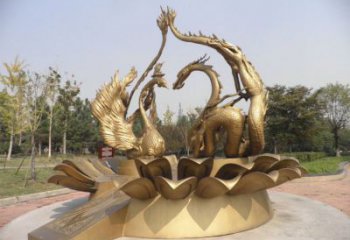 廣場龍鳳銅雕廠家 青銅工藝品銅雕