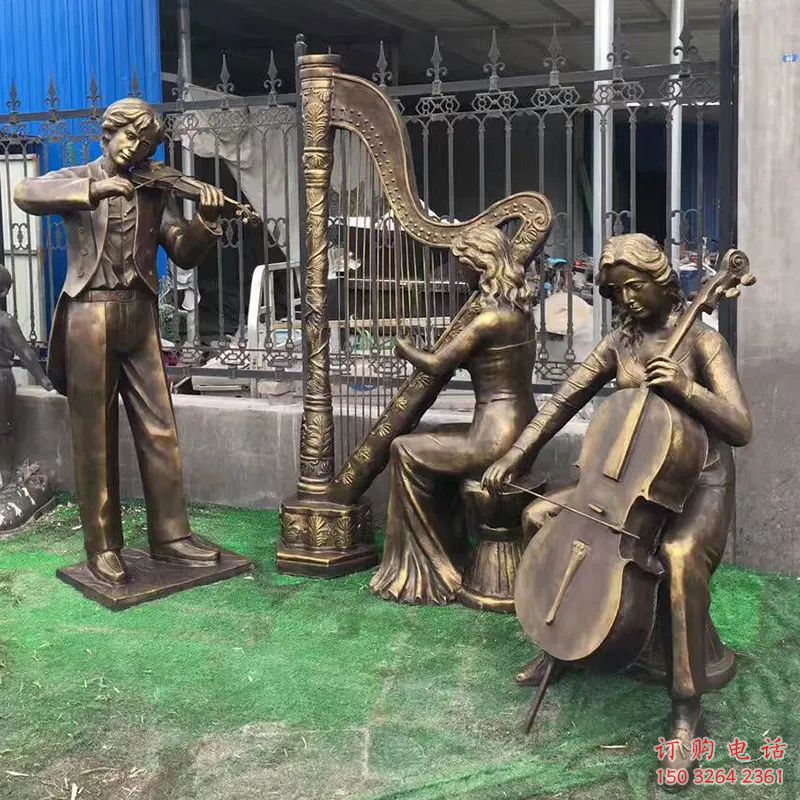 廣場(chǎng)古箏銅雕廠(chǎng)家 青銅工藝品銅雕