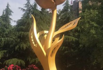 彩繪玫瑰花銅雕廠家 仿古工藝品花朵銅雕