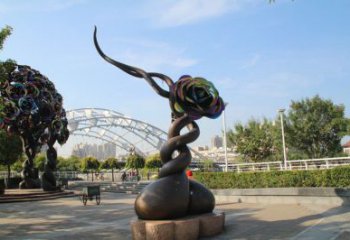 仿古月季花銅雕廠家 彩繪工藝品銅雕