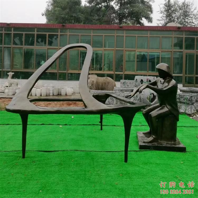 鋼琴銅雕廠家 抽象工藝品銅雕