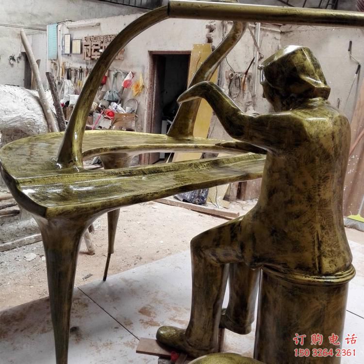 公園鋼琴銅雕廠家 街頭工藝品銅雕