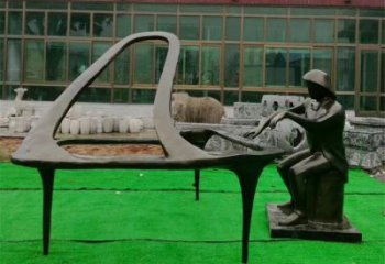 鋼琴銅雕廠家 抽象工藝品銅雕
