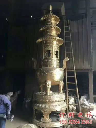 抽象佛塔銅雕廠家 辦公室工藝品銅雕