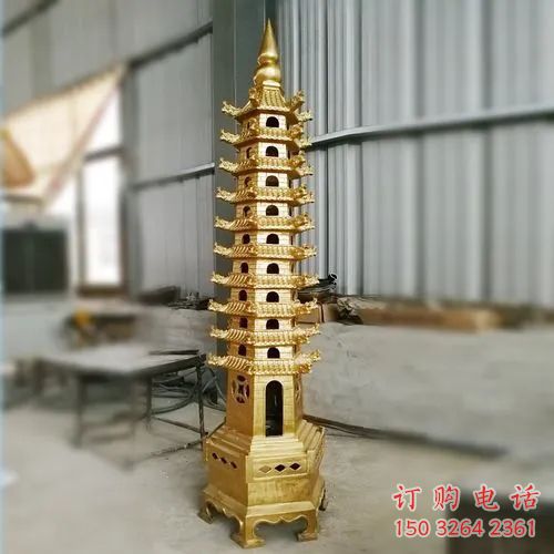 仿古佛塔銅雕廠家 彩繪工藝品銅雕