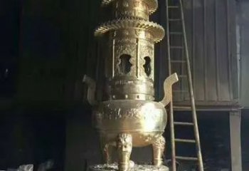 抽象佛塔銅雕廠家 辦公室工藝品銅雕
