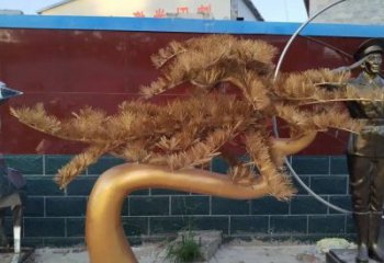 青銅迎客松銅雕廠家 公園工藝品銅雕