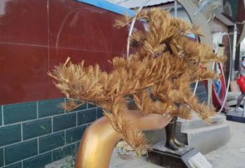 紫銅迎客松銅雕廠家 仿古工藝品銅雕