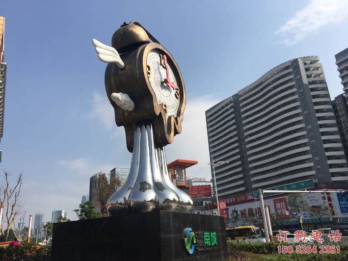 公園時(shí)鐘銅雕廠家 街頭工藝品銅雕