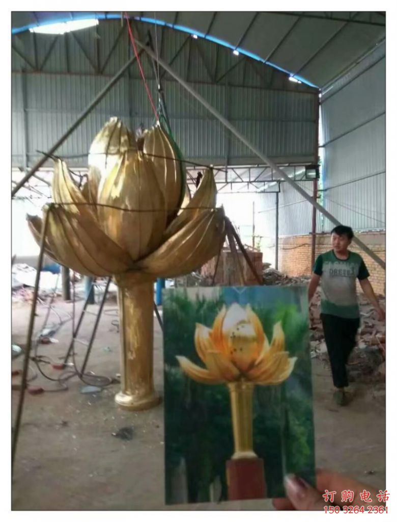 紫銅蓮花銅雕廠家 仿古工藝品銅雕