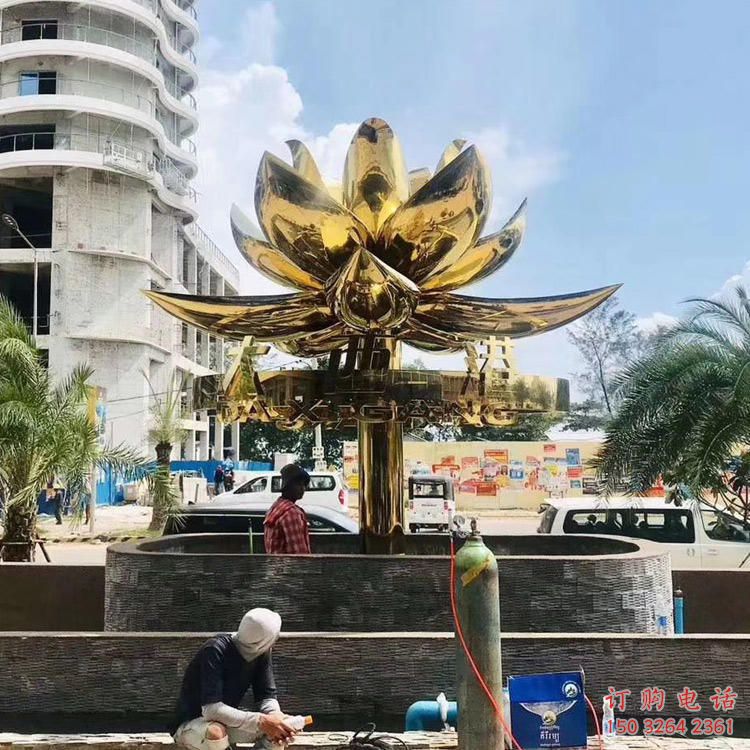 別墅蓮花銅雕廠家 公園工藝品銅雕