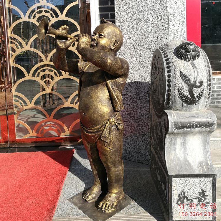 紫銅嗩吶銅雕廠家 仿古工藝品銅雕
