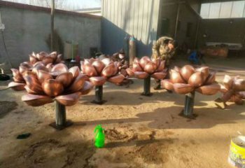 仿古蓮花銅雕廠家 彩繪工藝品銅雕