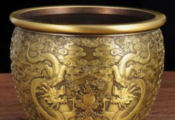 彩繪聚寶盆銅雕廠家 仿古工藝品銅雕