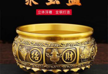仿古聚寶盆銅雕廠 彩繪工藝品銅雕廠家