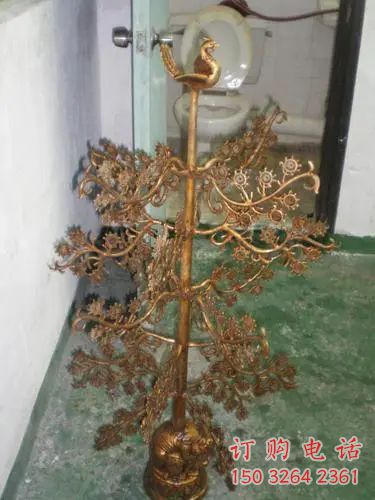 彩繪搖錢(qián)樹(shù)銅雕廠家 仿古工藝品銅雕