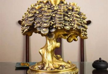 抽象搖錢樹銅雕廠家 辦公室工藝品銅雕