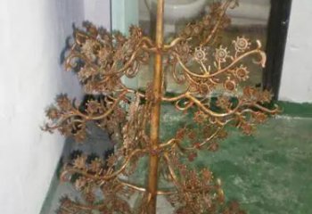 彩繪搖錢樹銅雕廠家 仿古工藝品銅雕