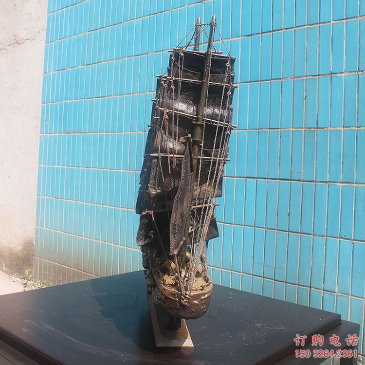 抽象帆船銅雕廠家 辦公室工藝品銅雕