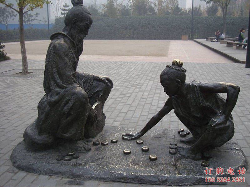 青銅象棋銅雕廠家 公園工藝品銅雕