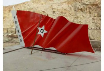 抽象紅旗銅雕廠家 辦公室工藝品銅雕