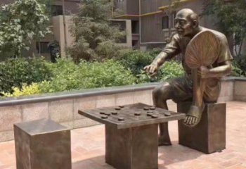 街頭象棋銅雕廠家 城市工藝品銅雕