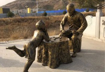 公園象棋銅雕廠家 街頭工藝品銅雕