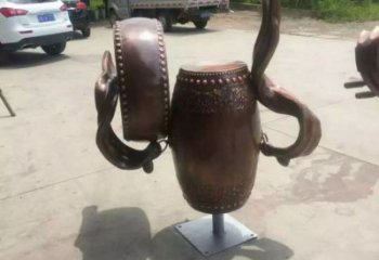 紫銅鑼鼓銅雕廠家 仿古工藝品銅雕