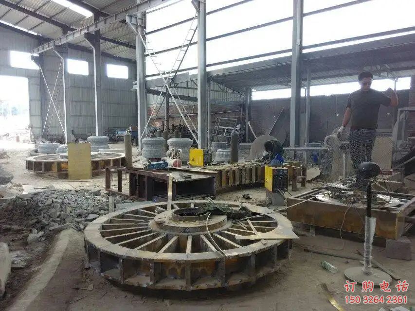 紫銅水車(chē)銅雕廠家 仿古工藝品銅雕