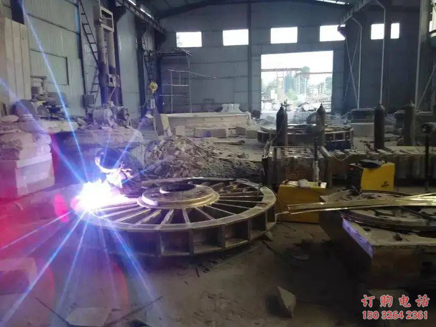 彩繪水車銅雕廠家 仿古工藝品銅雕