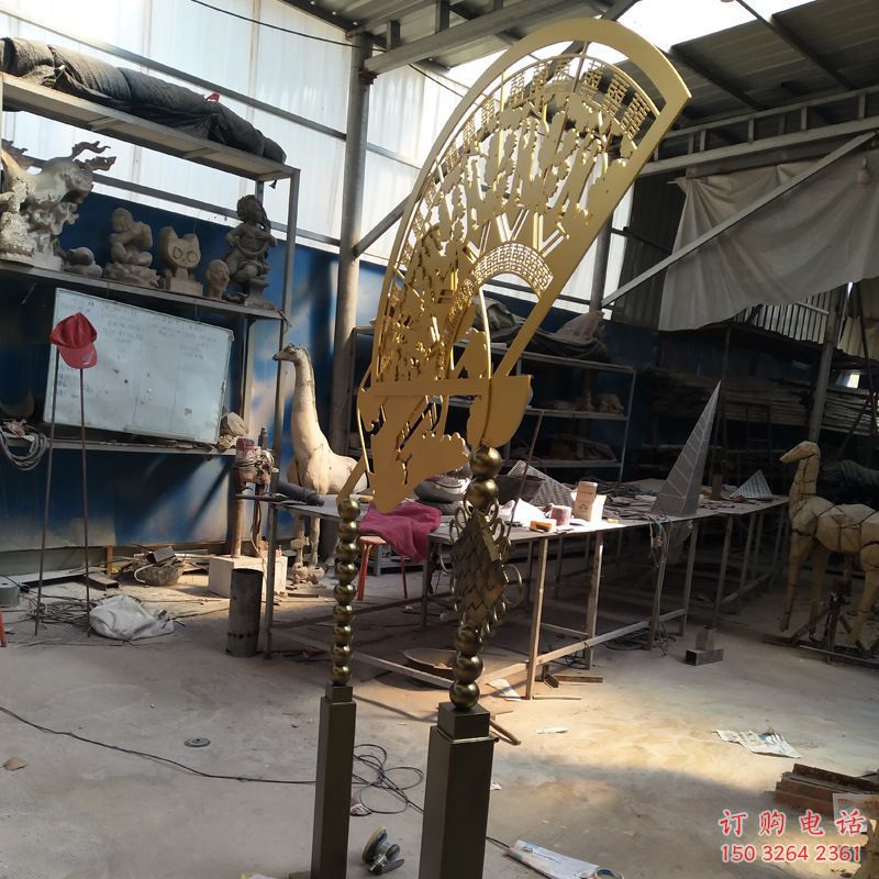 城市扇子銅雕廠家 黃銅工藝品銅雕