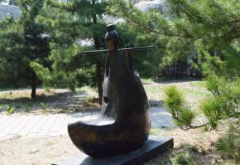 抽象笛子銅雕廠家 辦公室工藝品銅雕