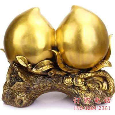 黃銅壽桃銅雕廠家 仿古工藝品銅雕