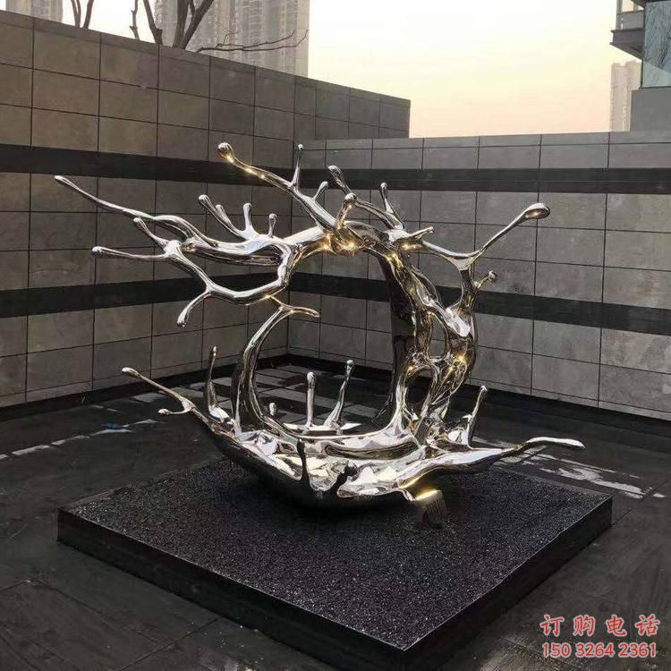 抽象浪花銅雕廠家 辦公室工藝品銅雕