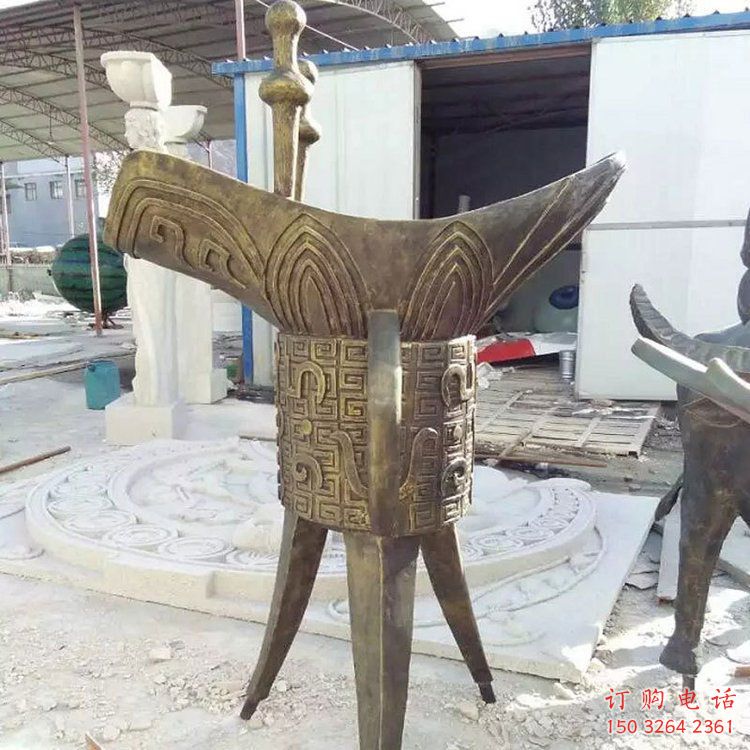 仿古高腳杯銅雕廠(chǎng)家 彩繪工藝品銅雕