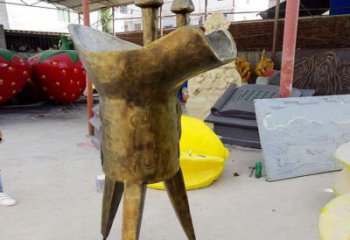 抽象高腳杯銅雕廠家 辦公室工藝品銅雕