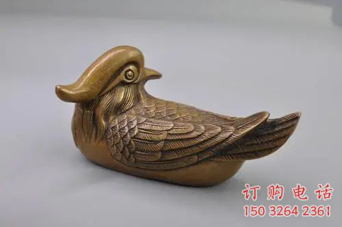 仿古鴛鴦戲水銅雕廠家 彩繪工藝品銅雕