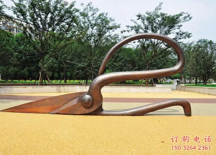 仿古剪刀銅雕廠家 彩繪工藝品銅雕