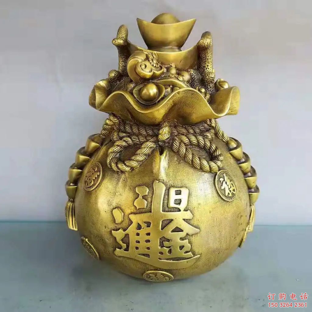 紫銅福袋銅雕廠家 仿古工藝品銅雕