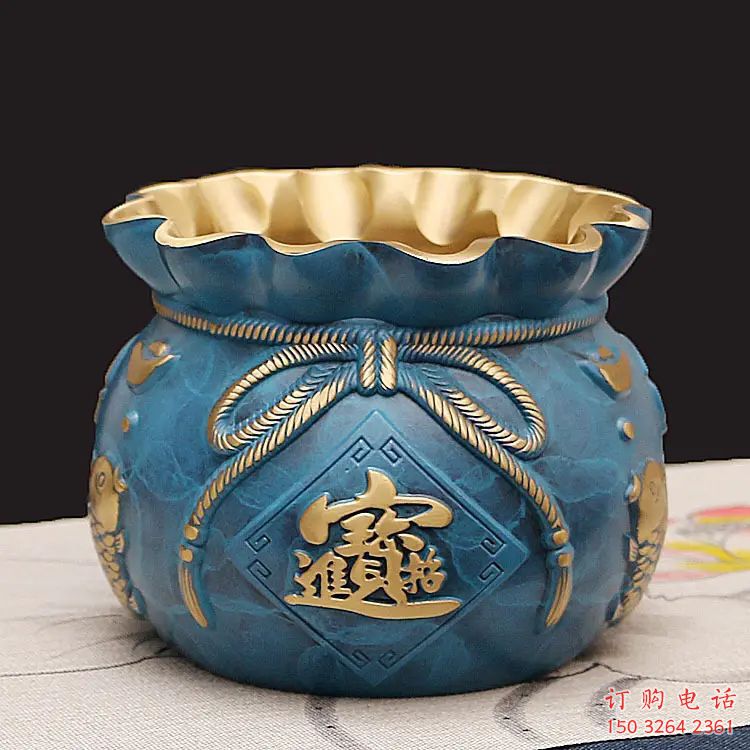 仿古福袋銅雕廠家 彩繪工藝品銅雕